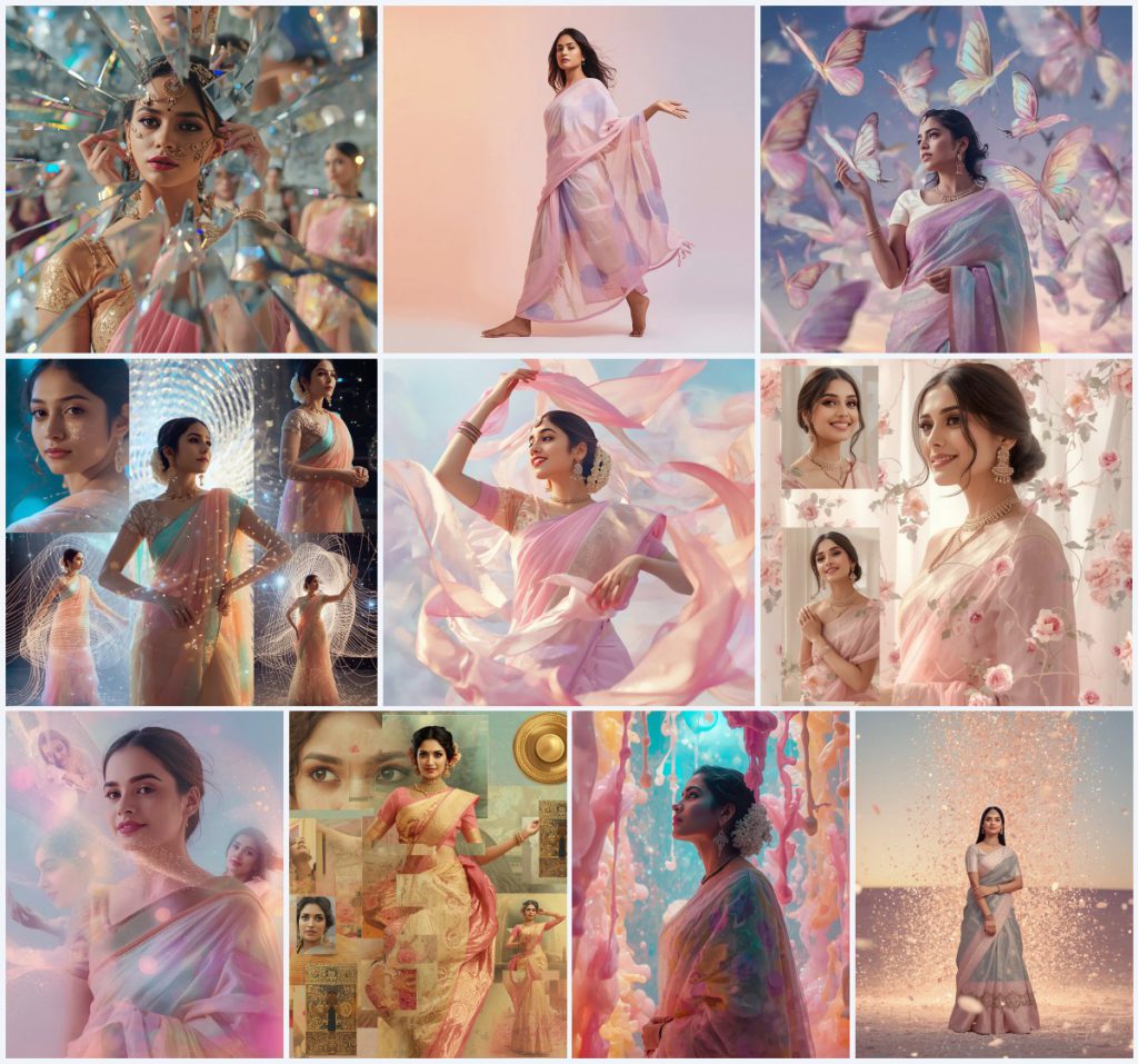 Best 10 Saree Modern Backdrop AI Prompts for Contemporary Edge | cute prompt for girls in saree for instagram — AI image prompt