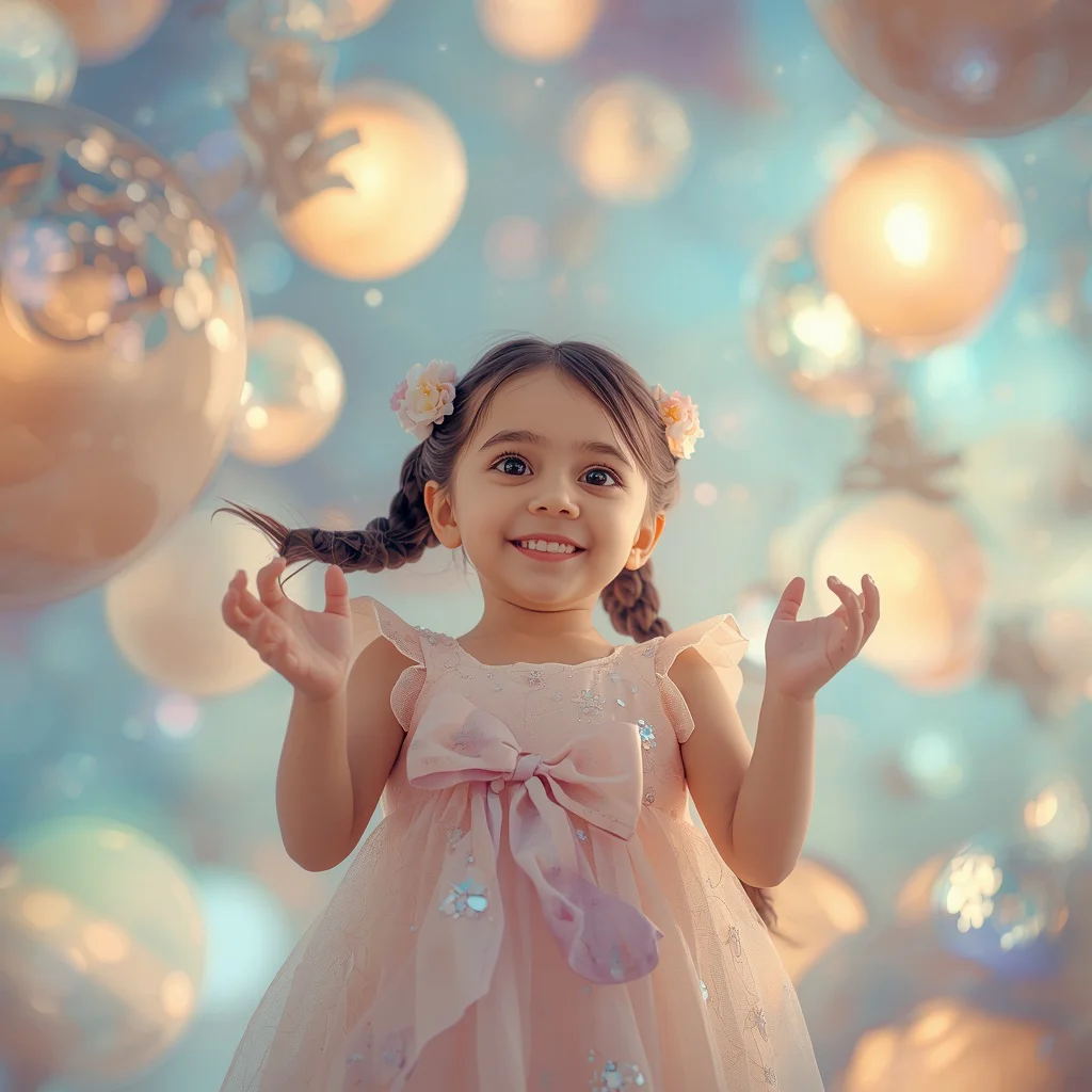 Cute Girl Floating Pastel Orb Whispers Dreamy Ethereal Cinematic | prompt for chatgpt in english — AI image prompt