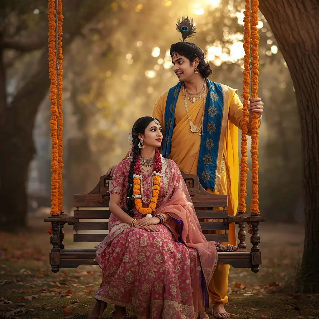 A Cinematic Portrait of Radha Krishna Divine Love — AI image prompt