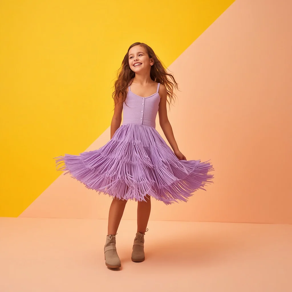 Cute Girl in Latest Western Lavender Cocktail Dress — AI image prompt