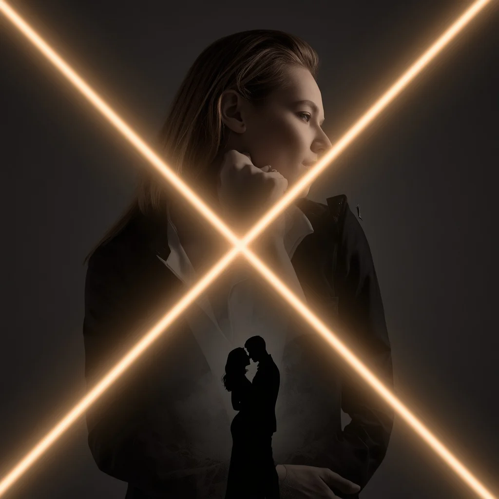 Modern Collage of a Couple with Intersecting Light Beams — AI image prompt