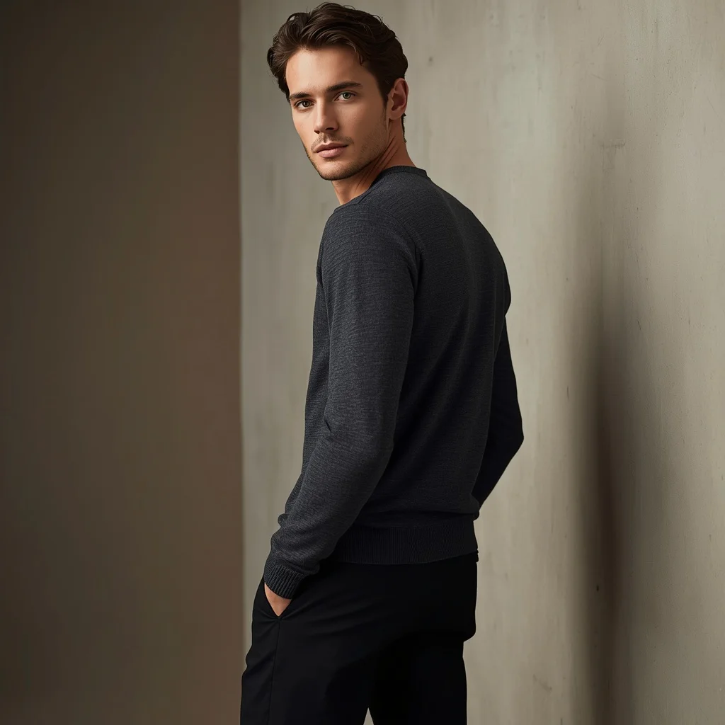 Modern Masculinity: Confident Pose Against a Minimalist Setting — AI image prompt