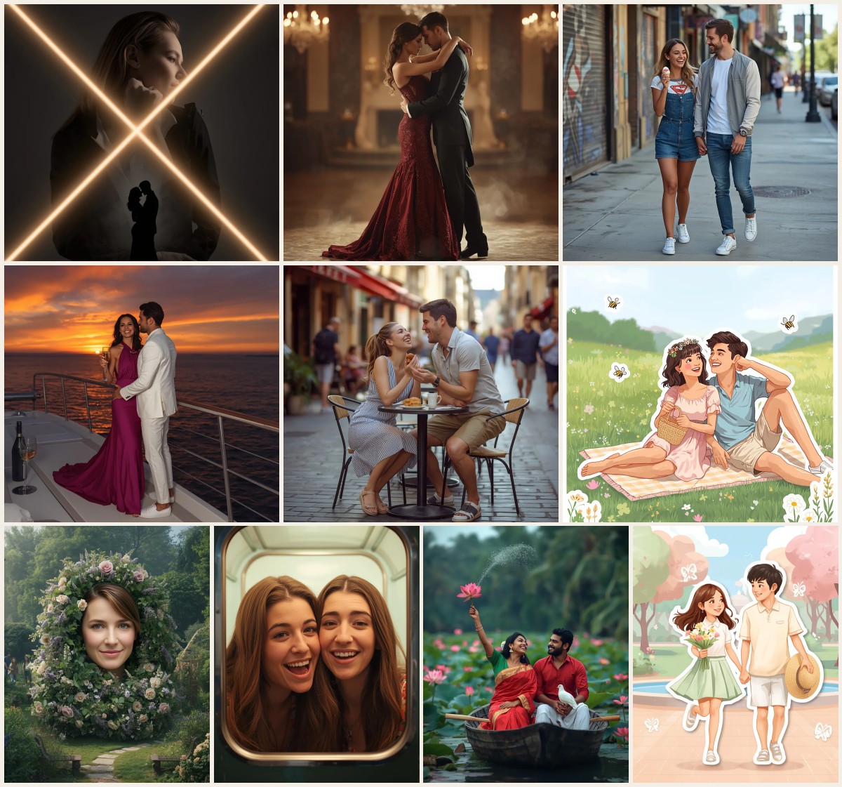 New 10 Spring Couple AI Prompts for Whimsical Kite Flying with Blue Skies