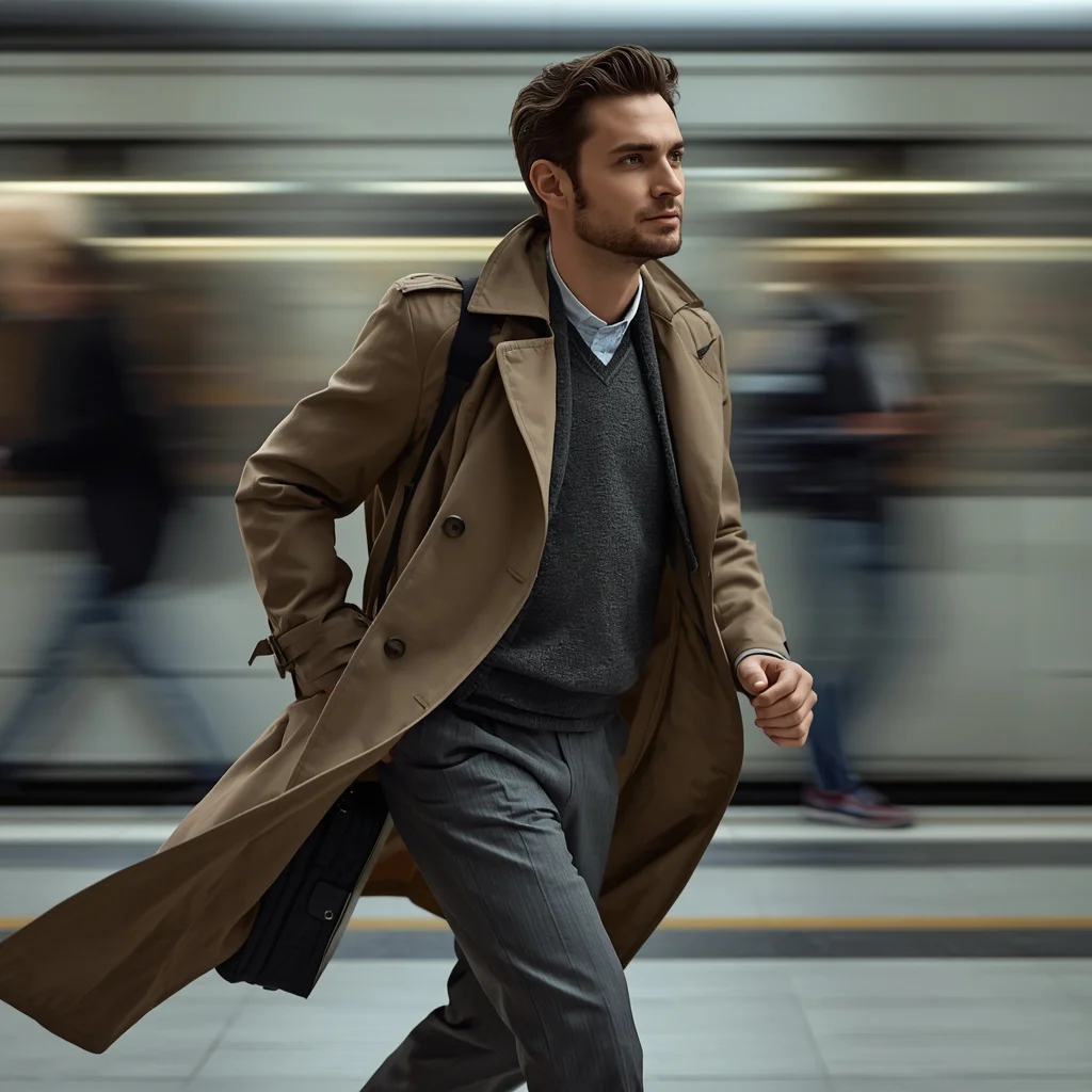 The Dynamic Energy of a Man in a Modern Setting — AI image prompt