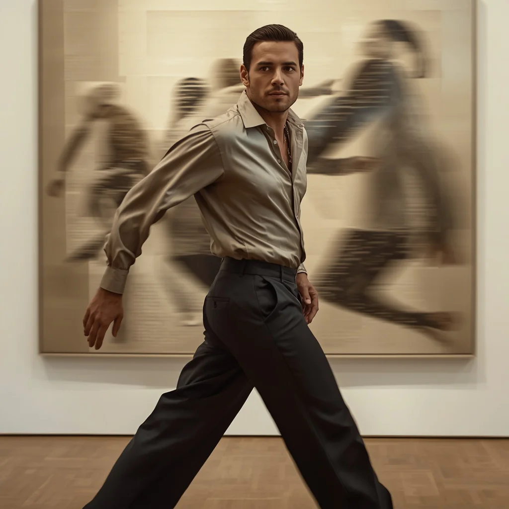 The Dynamic Presence of a Man in Artistic Motion — AI image prompt